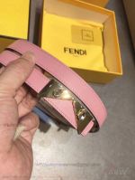 AAA Fake Fendi Pink Leather Belt For Women - Gold Buckle With Diamond